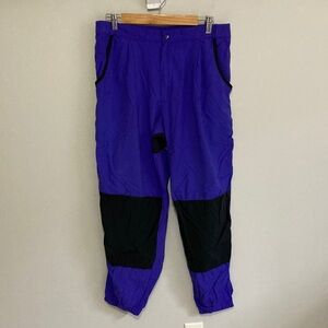 Vintage Rail Riders Men's Purple and Black Windbreaker Pants, Size Small